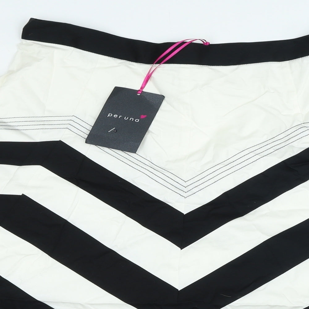 Per Una Womens Multicoloured Striped Cotton A-Line Skirt Size 12 Zip