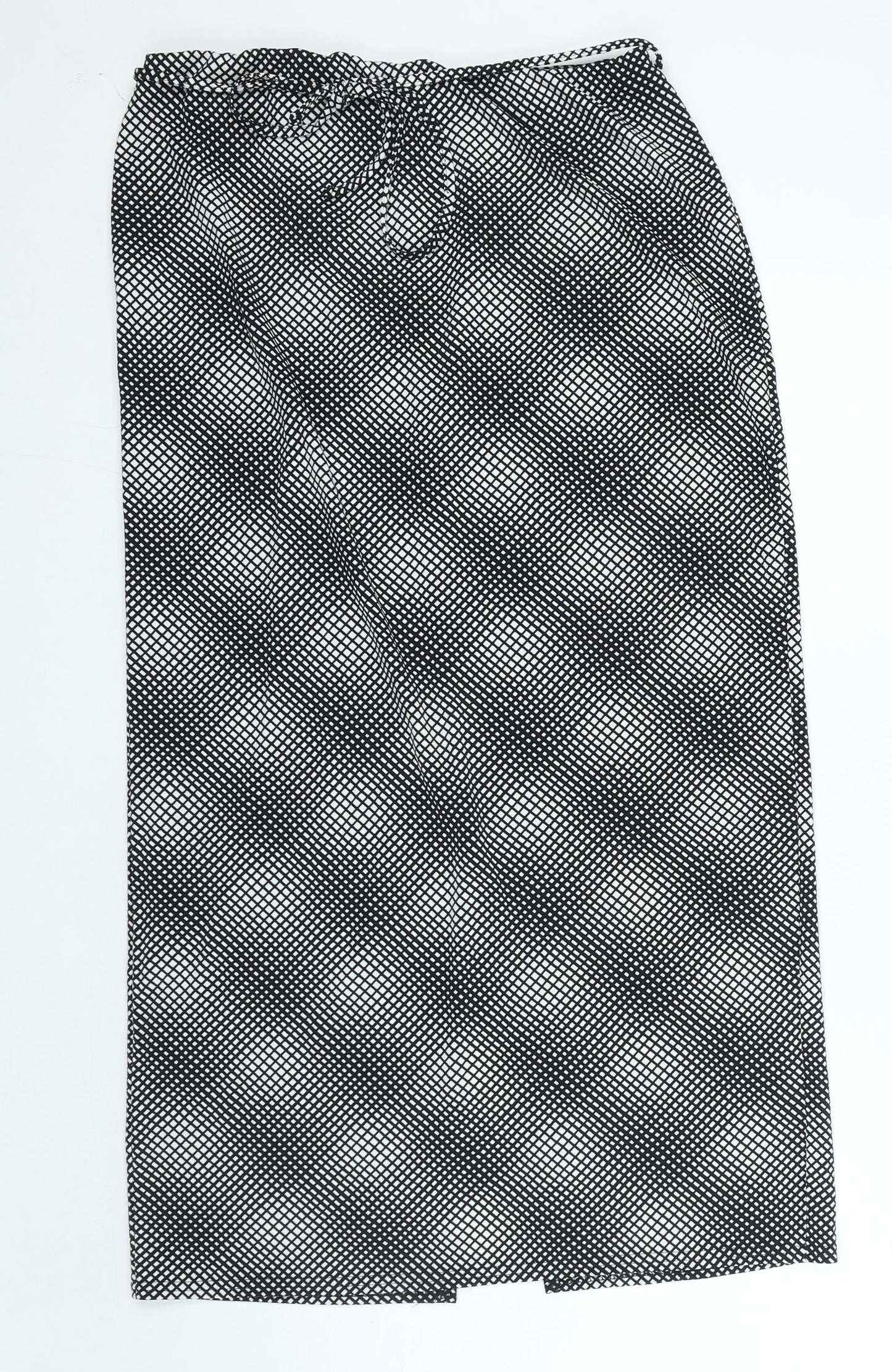 essence Womens Black Geometric Polyester A-Line Skirt Size 20 Tie