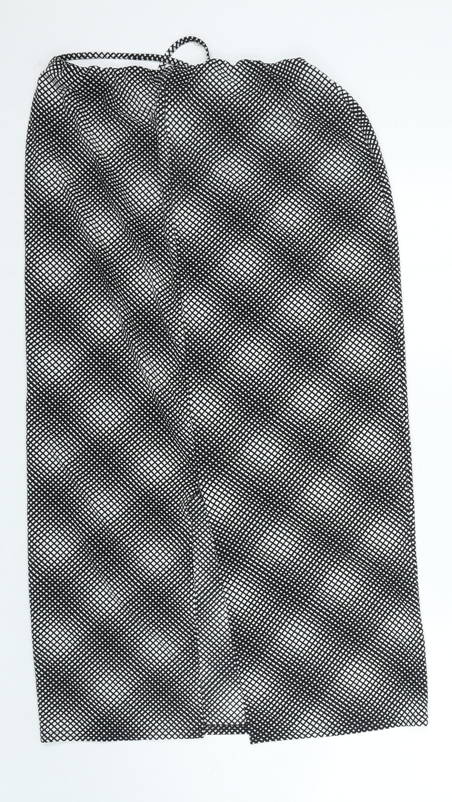 essence Womens Black Geometric Polyester A-Line Skirt Size 20 Tie