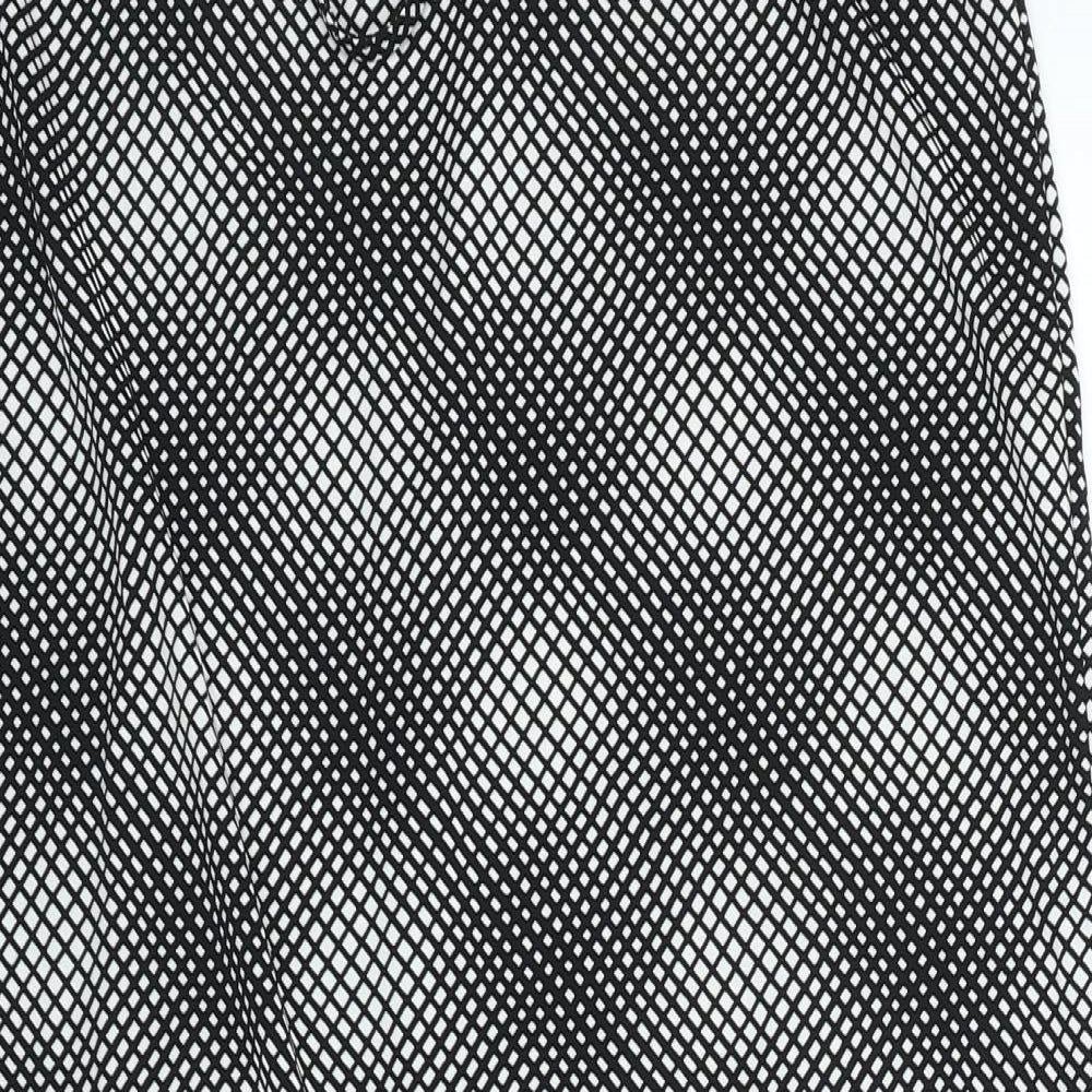 essence Womens Black Geometric Polyester A-Line Skirt Size 20 Tie