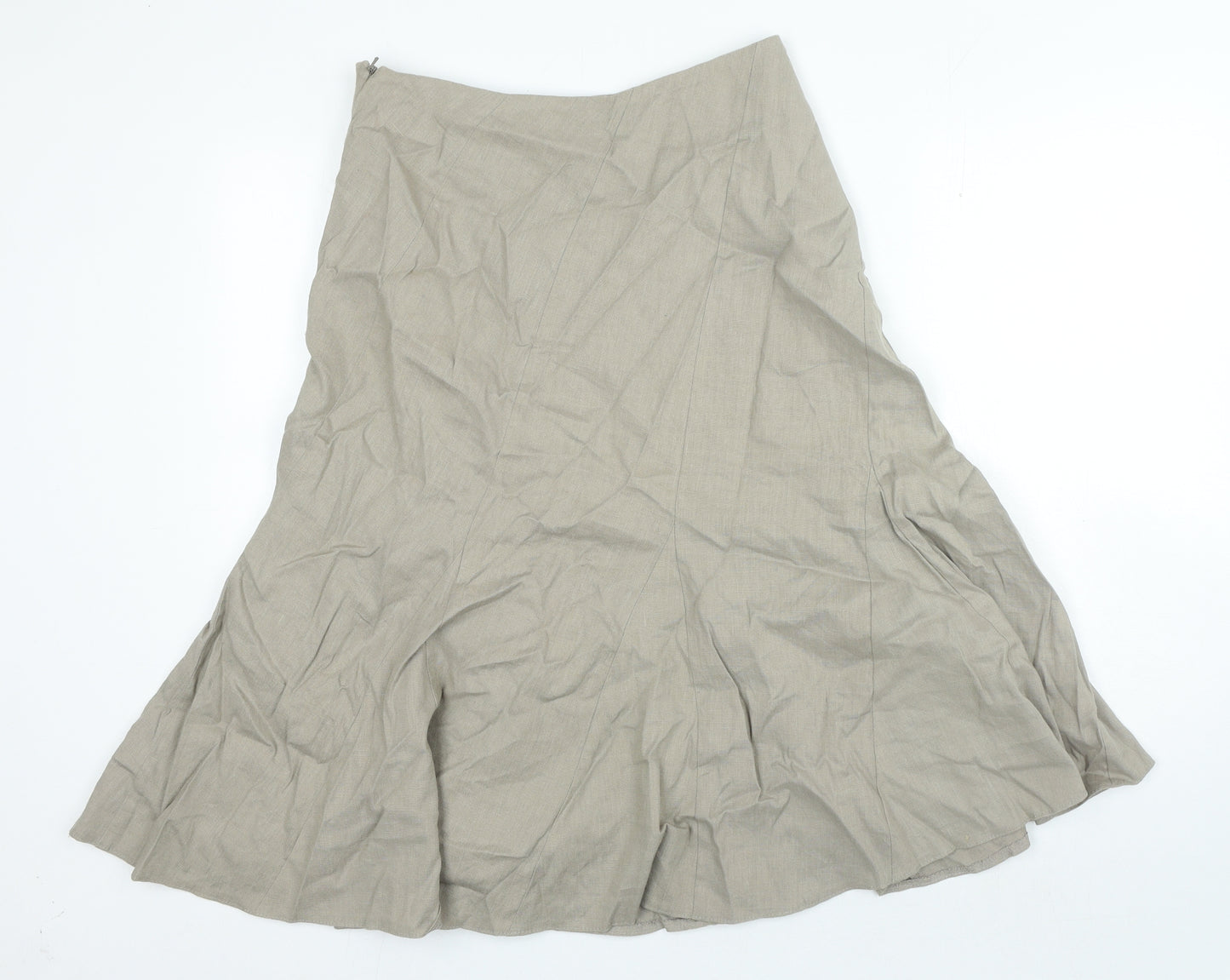 Autograph Womens Beige Linen A-Line Skirt Size 12 Zip