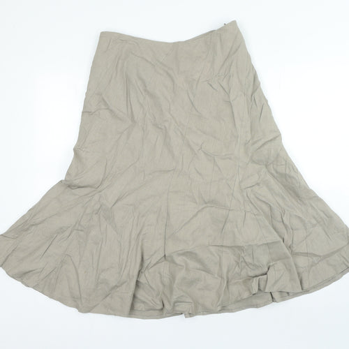 Autograph Womens Beige Linen A-Line Skirt Size 12 Zip