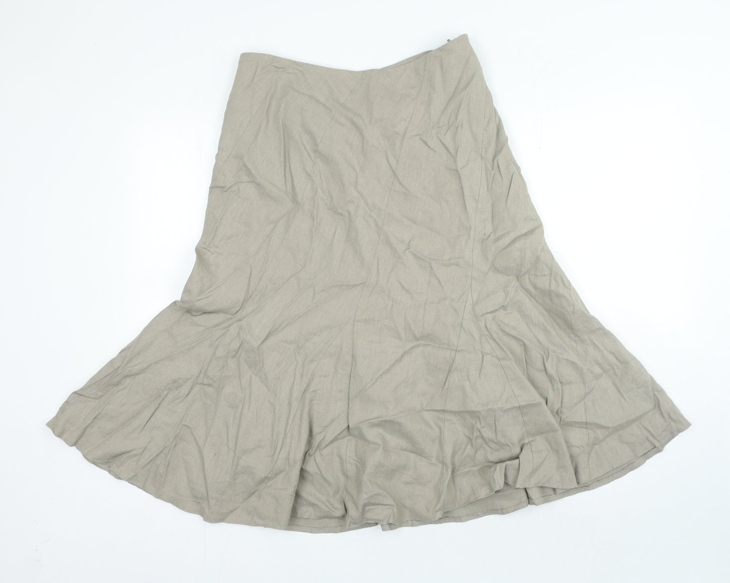 Autograph Womens Beige Linen A-Line Skirt Size 12 Zip