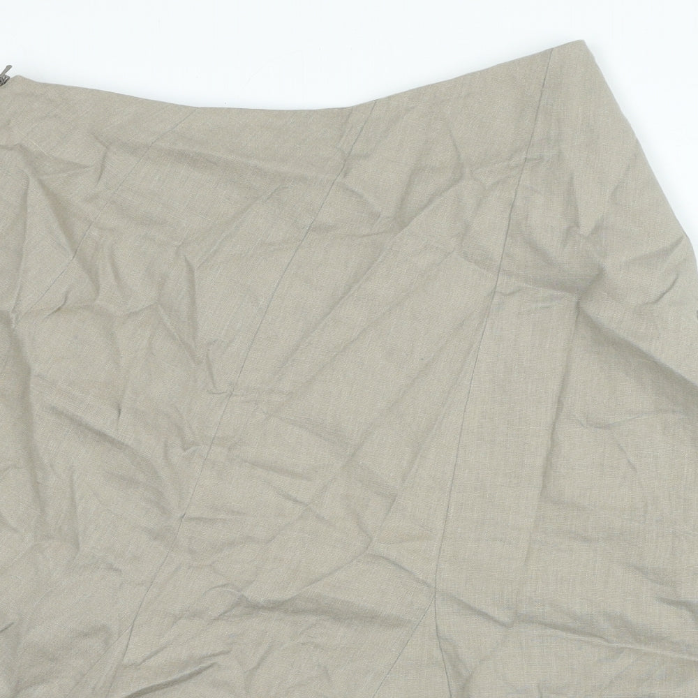 Autograph Womens Beige Linen A-Line Skirt Size 12 Zip