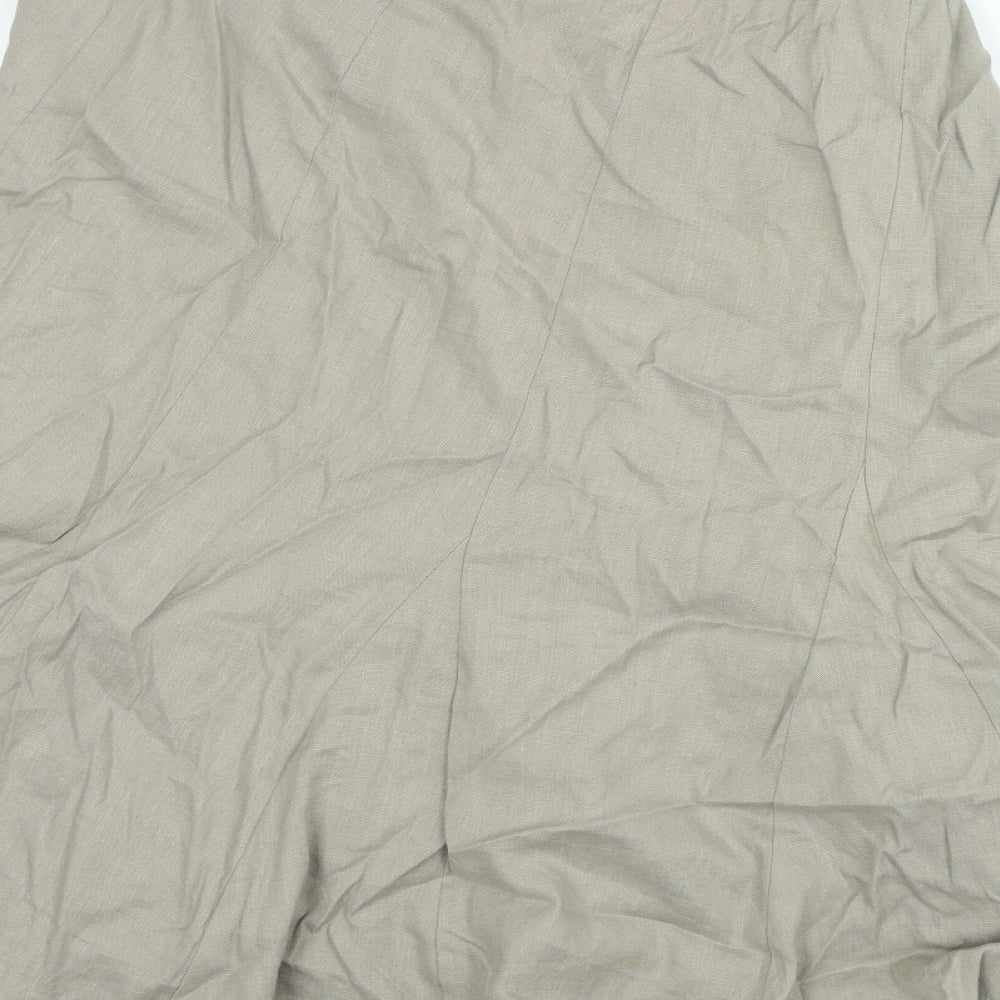 Autograph Womens Beige Linen A-Line Skirt Size 12 Zip