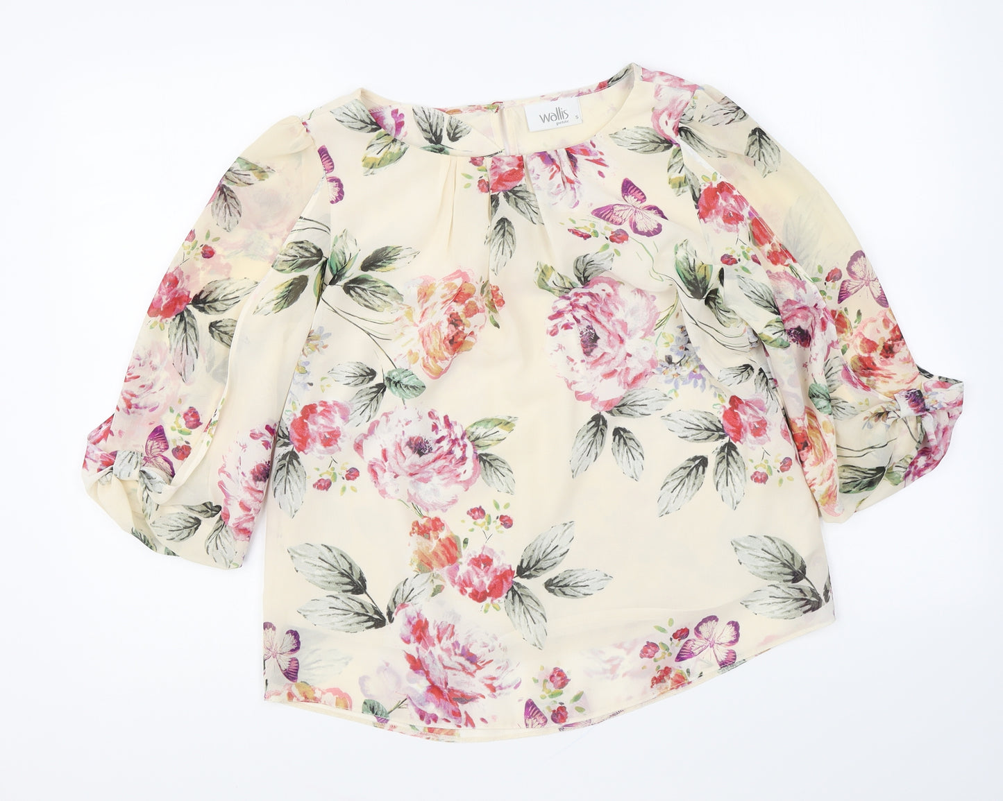 Wallis Womens Multicoloured Floral Polyester Basic Blouse Size S Round Neck