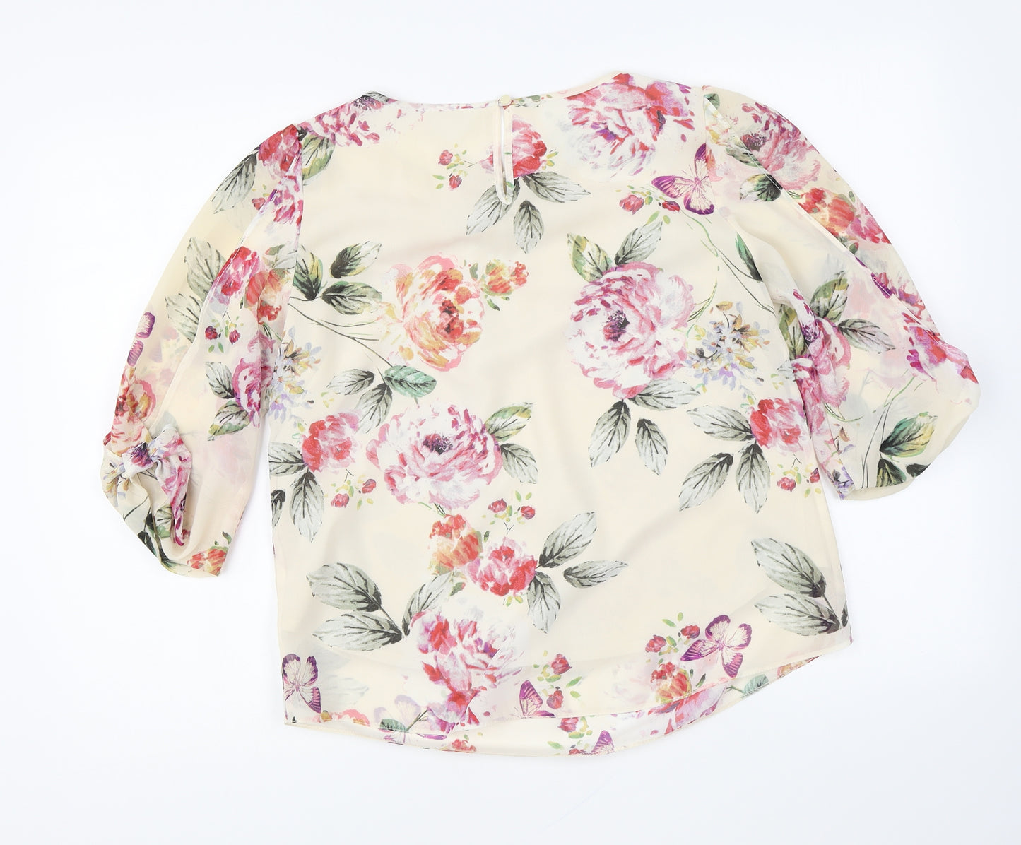 Wallis Womens Multicoloured Floral Polyester Basic Blouse Size S Round Neck