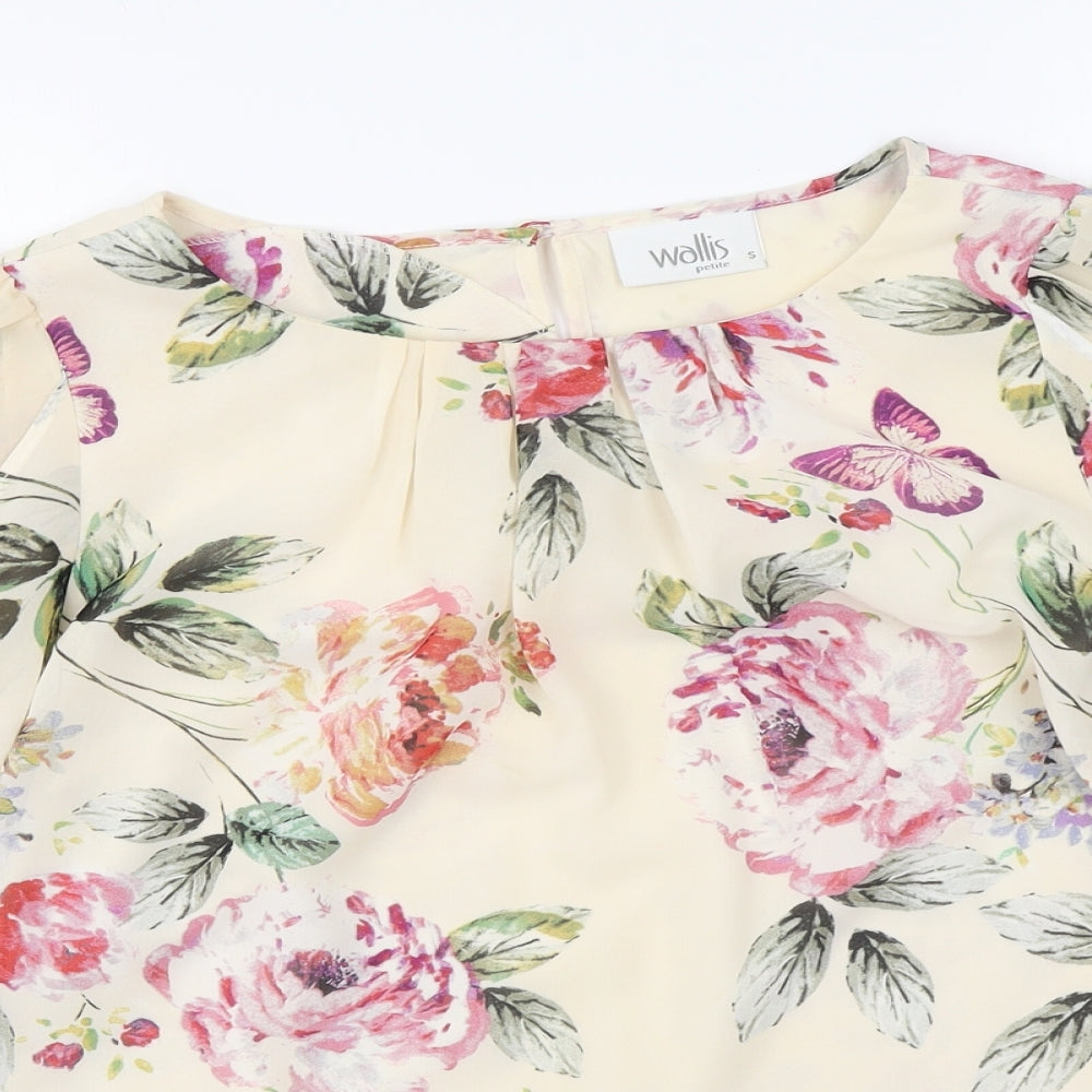Wallis Womens Multicoloured Floral Polyester Basic Blouse Size S Round Neck