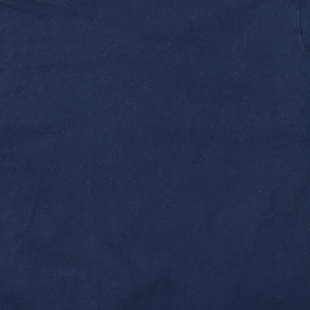 Preworn Womens Blue Floral Viscose Basic Blouse Size 24 Round Neck