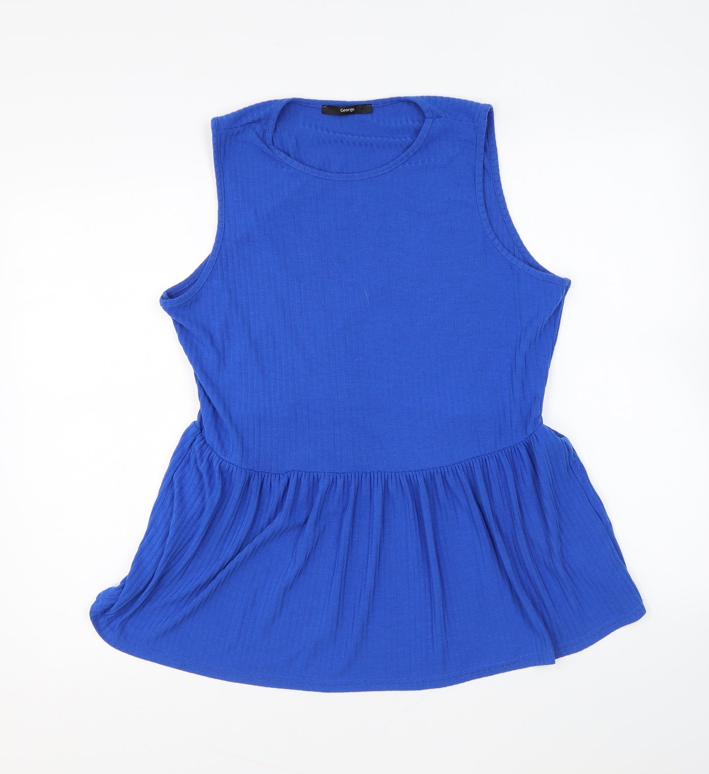 George Womens Blue Polyester Basic T-Shirt Size 16 Round Neck - Peplum Top