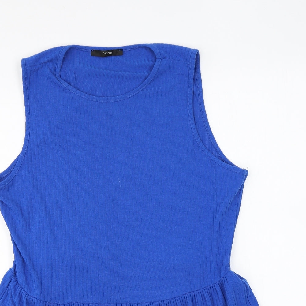 George Womens Blue Polyester Basic T-Shirt Size 16 Round Neck - Peplum Top