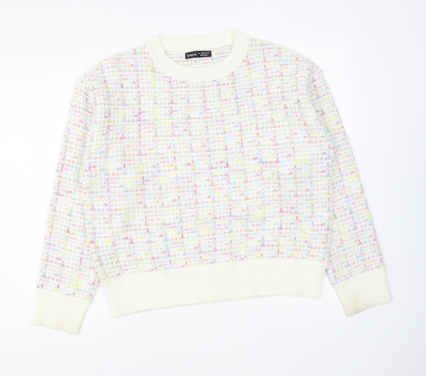 SheIn Womens Multicoloured Round Neck Polyester Pullover Jumper Size L