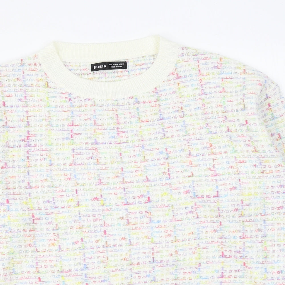 SheIn Womens Multicoloured Round Neck Polyester Pullover Jumper Size L