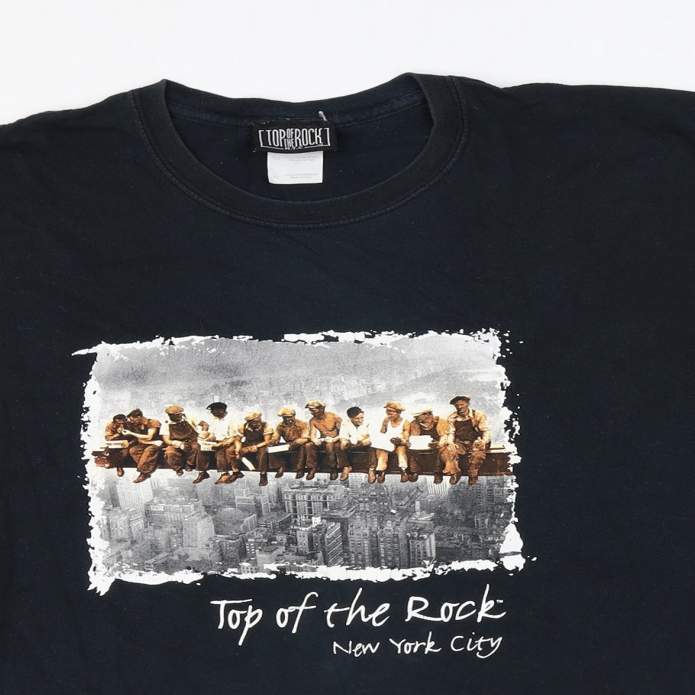 Gildan Mens Black Cotton T-Shirt Size XL Roll Neck - Top Of The Rock