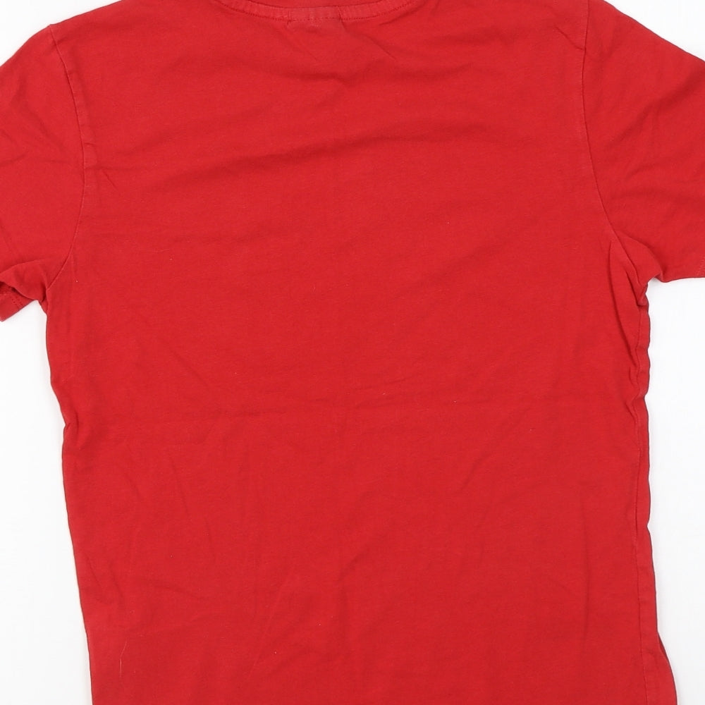 Umbro Girls Red Cotton Basic T-Shirt Size 11-12 Years Round Neck Pullover - Wales