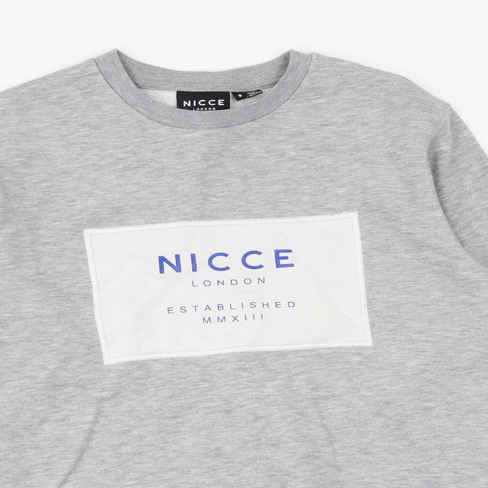 NICCE Mens Grey Cotton Pullover Sweatshirt Size S