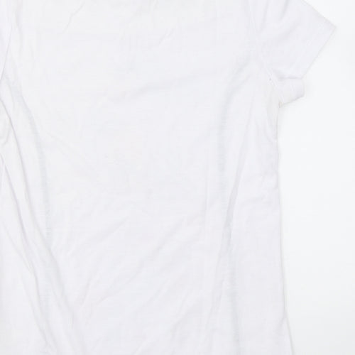 Anna Rose Womens White Polyester Basic T-Shirt Size S V-Neck