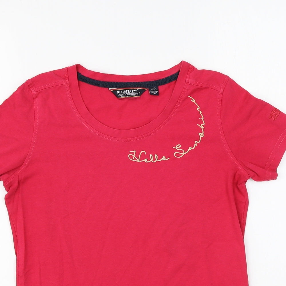 Regatta Womens Pink Cotton Basic T-Shirt Size 8 Round Neck - Hello Sunshine