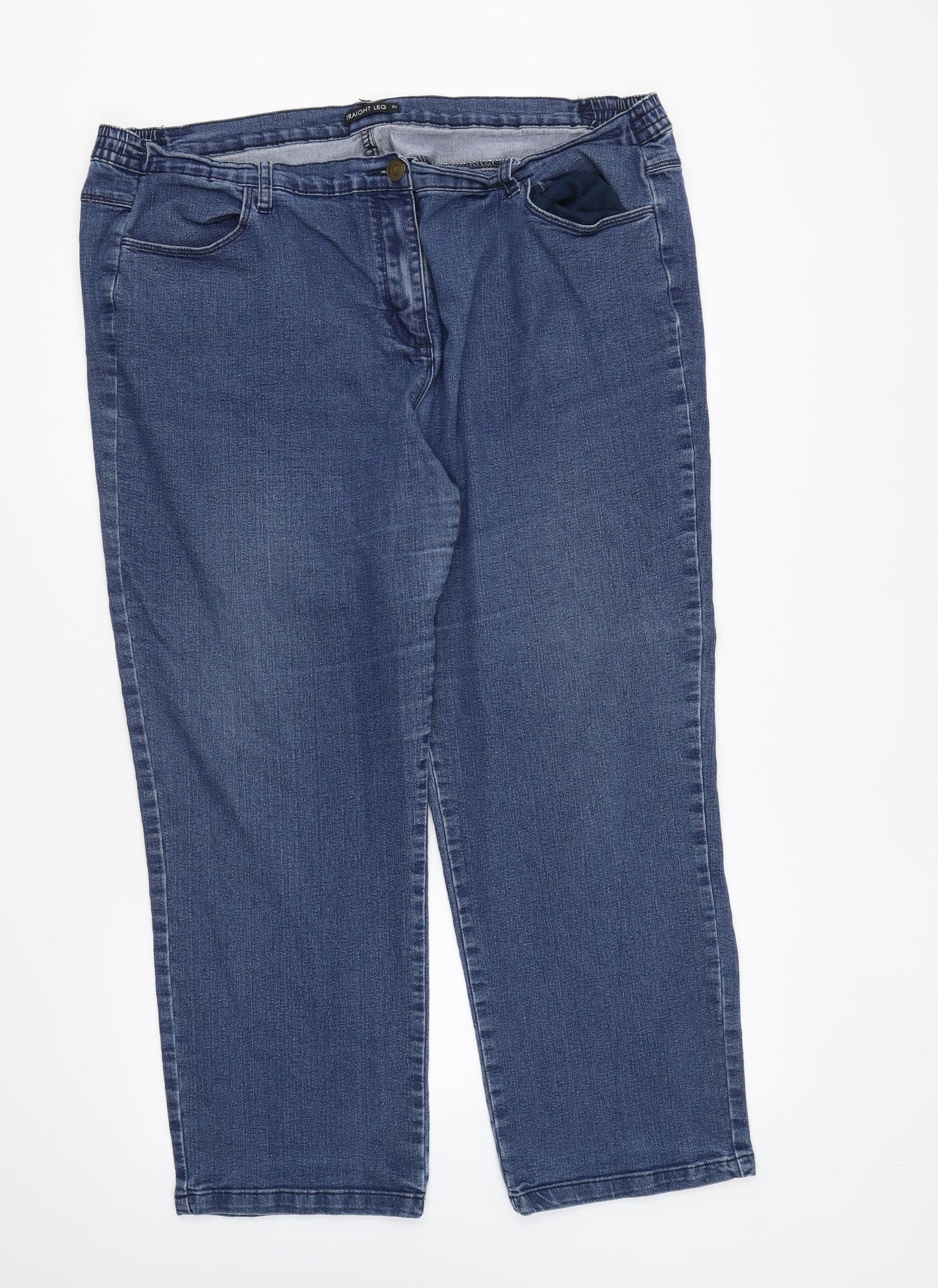 Bonmarché Womens Blue Cotton Straight Jeans Size 22 L23 in Regular Zip