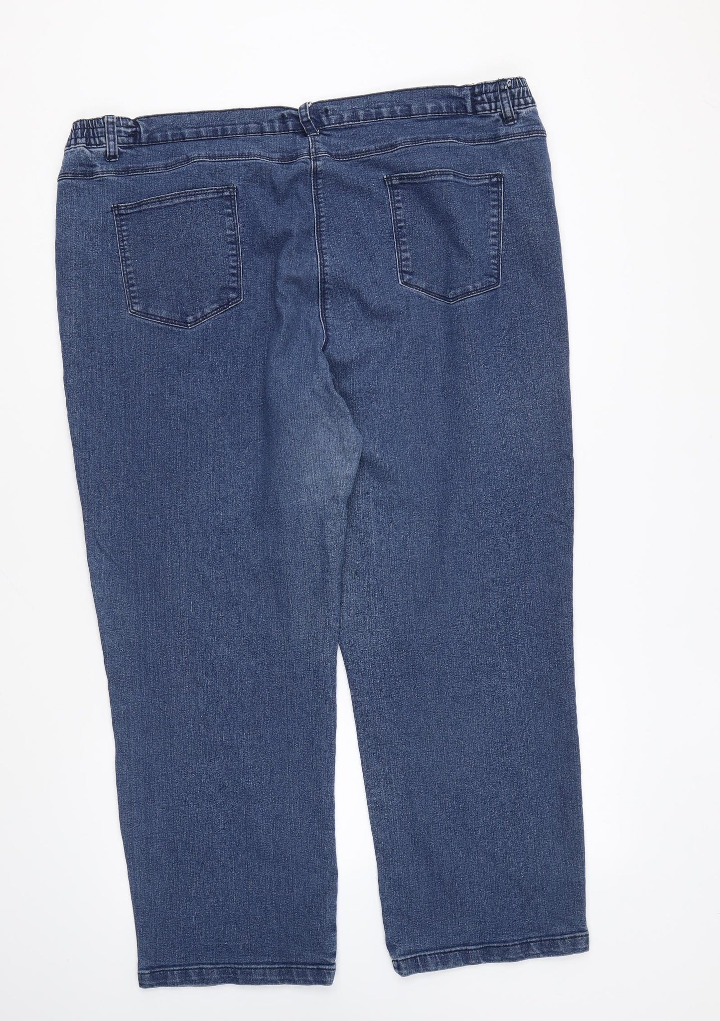 Bonmarché Womens Blue Cotton Straight Jeans Size 22 L23 in Regular Zip