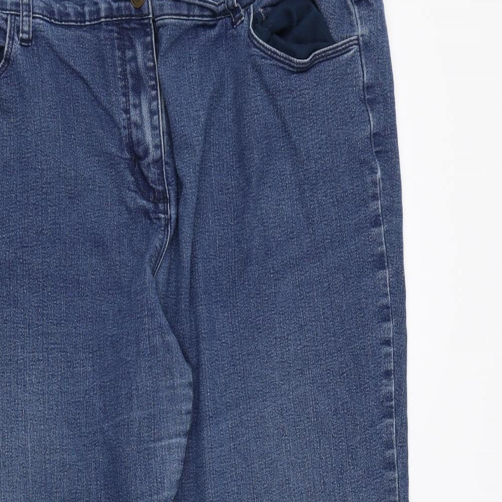 Bonmarché Womens Blue Cotton Straight Jeans Size 22 L23 in Regular Zip