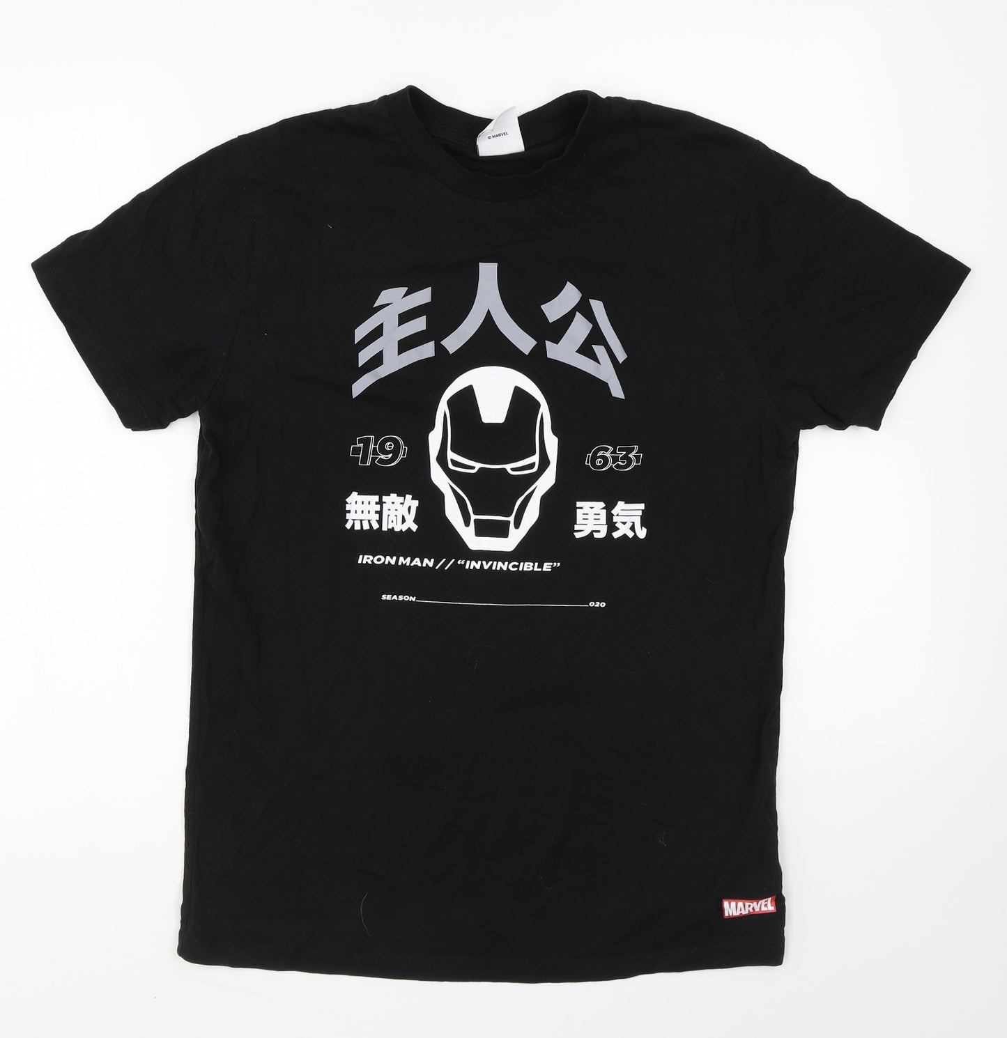 Primark Mens Black Cotton T-Shirt Size S Round Neck - Iron Man