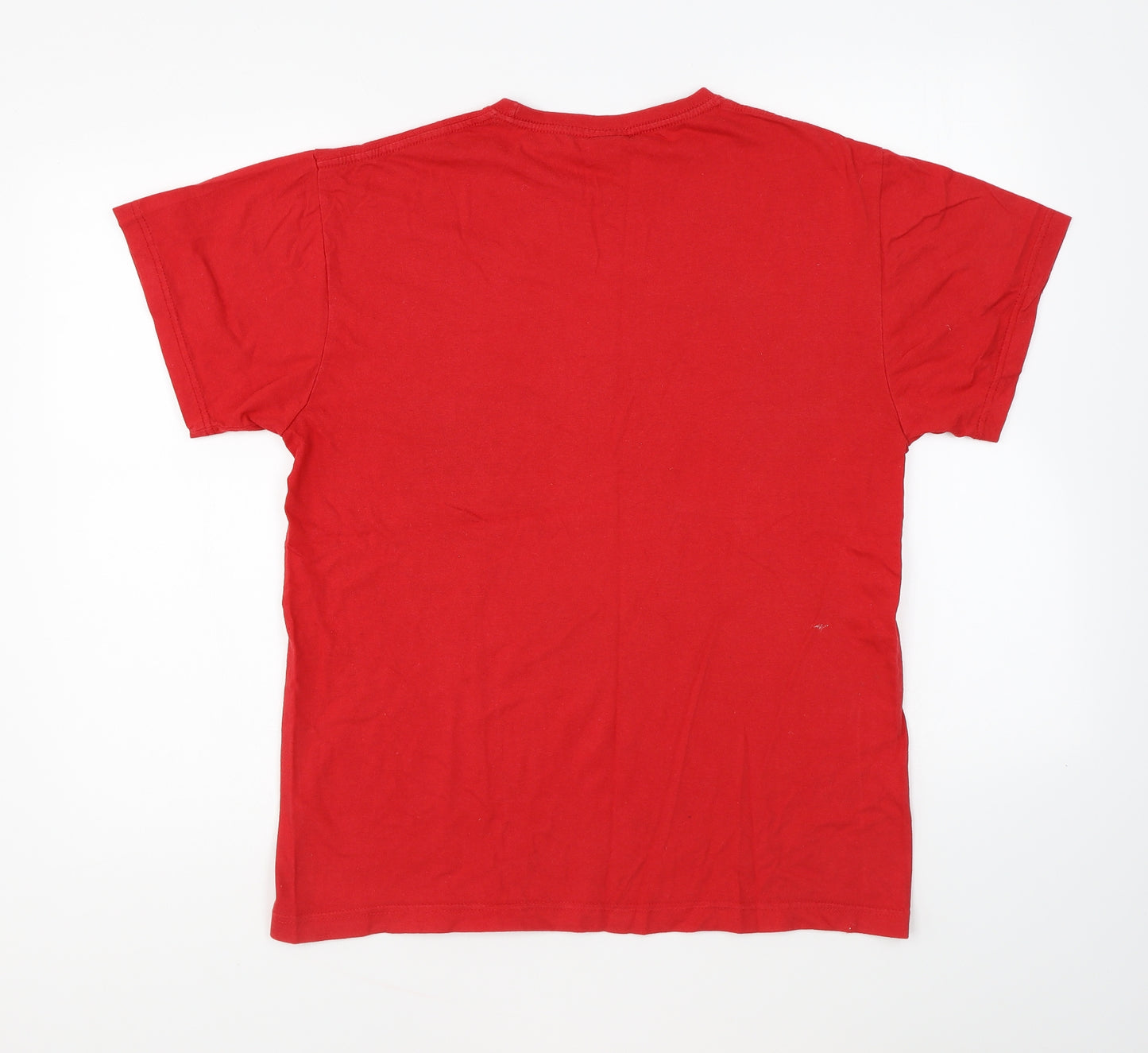 Acqua Royal Mens Red Cotton T-Shirt Size M Round Neck - Bull
