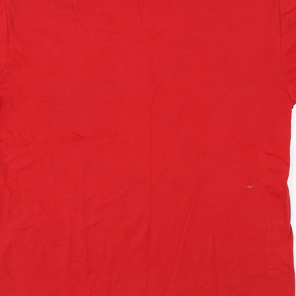 Acqua Royal Mens Red Cotton T-Shirt Size M Round Neck - Bull