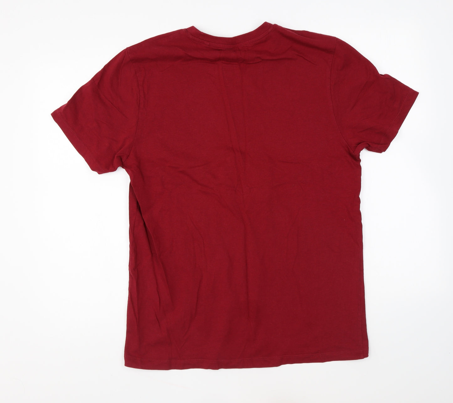 NEXT Womens Red Cotton Basic T-Shirt Size M Round Neck - Bah Humbug