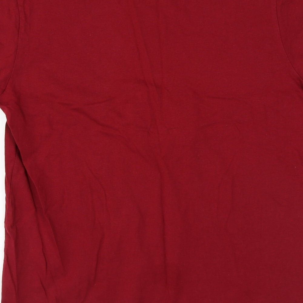 NEXT Womens Red Cotton Basic T-Shirt Size M Round Neck - Bah Humbug
