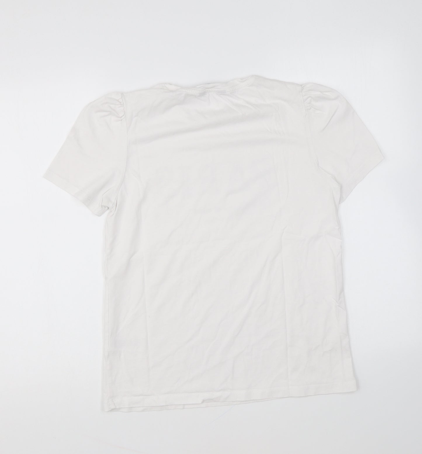 F&F Womens White Cotton Basic T-Shirt Size 8 Round Neck - Paris State Of Mind