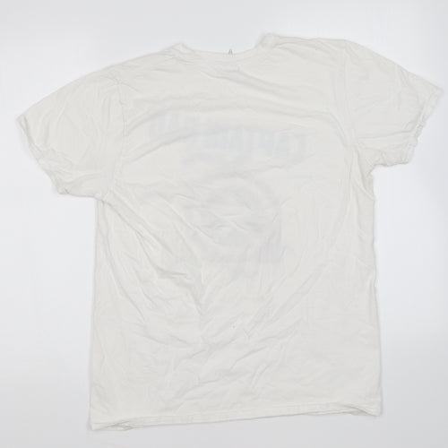 Gildan Mens White Cotton T-Shirt Size M Round Neck - Captain Dad