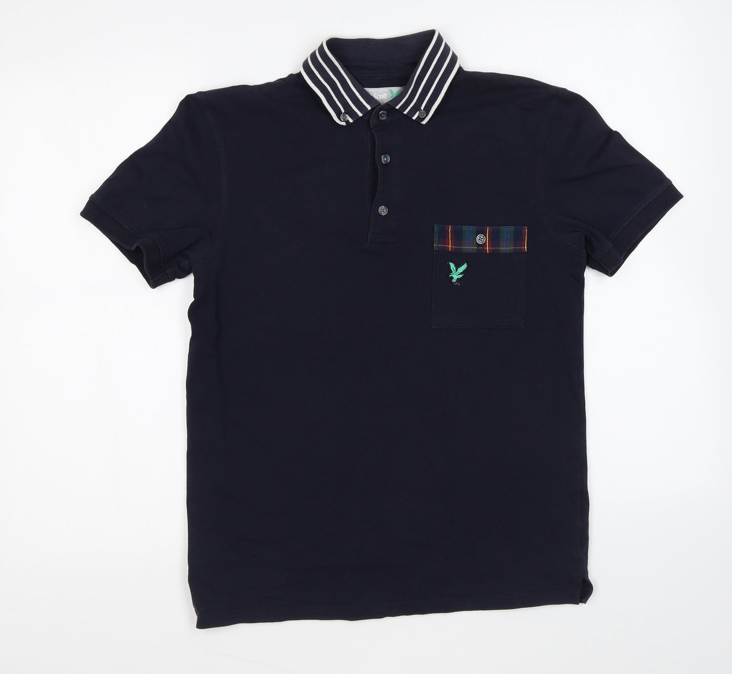 Lyle & Scott Mens Blue Cotton Polo Size S Collared Button