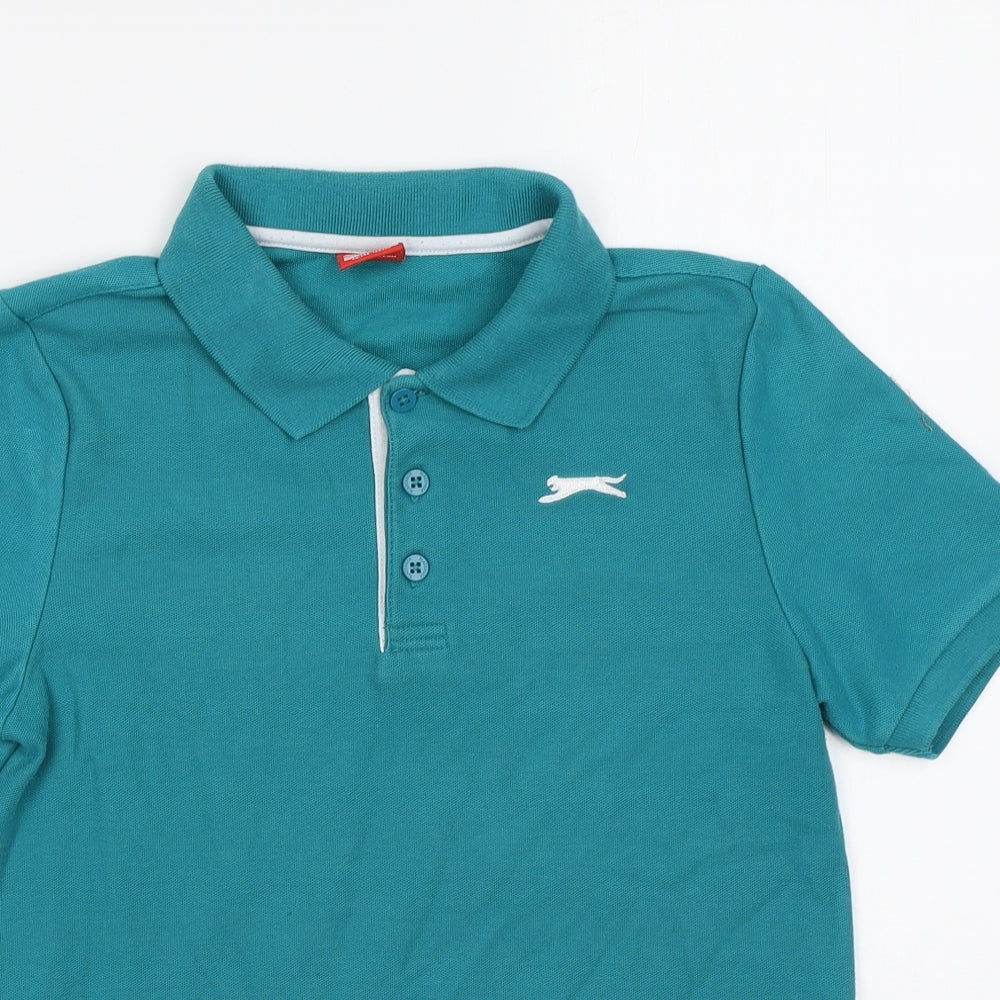 Slazenger Boys Green Cotton Basic Polo Size 11-12 Years Collared Button