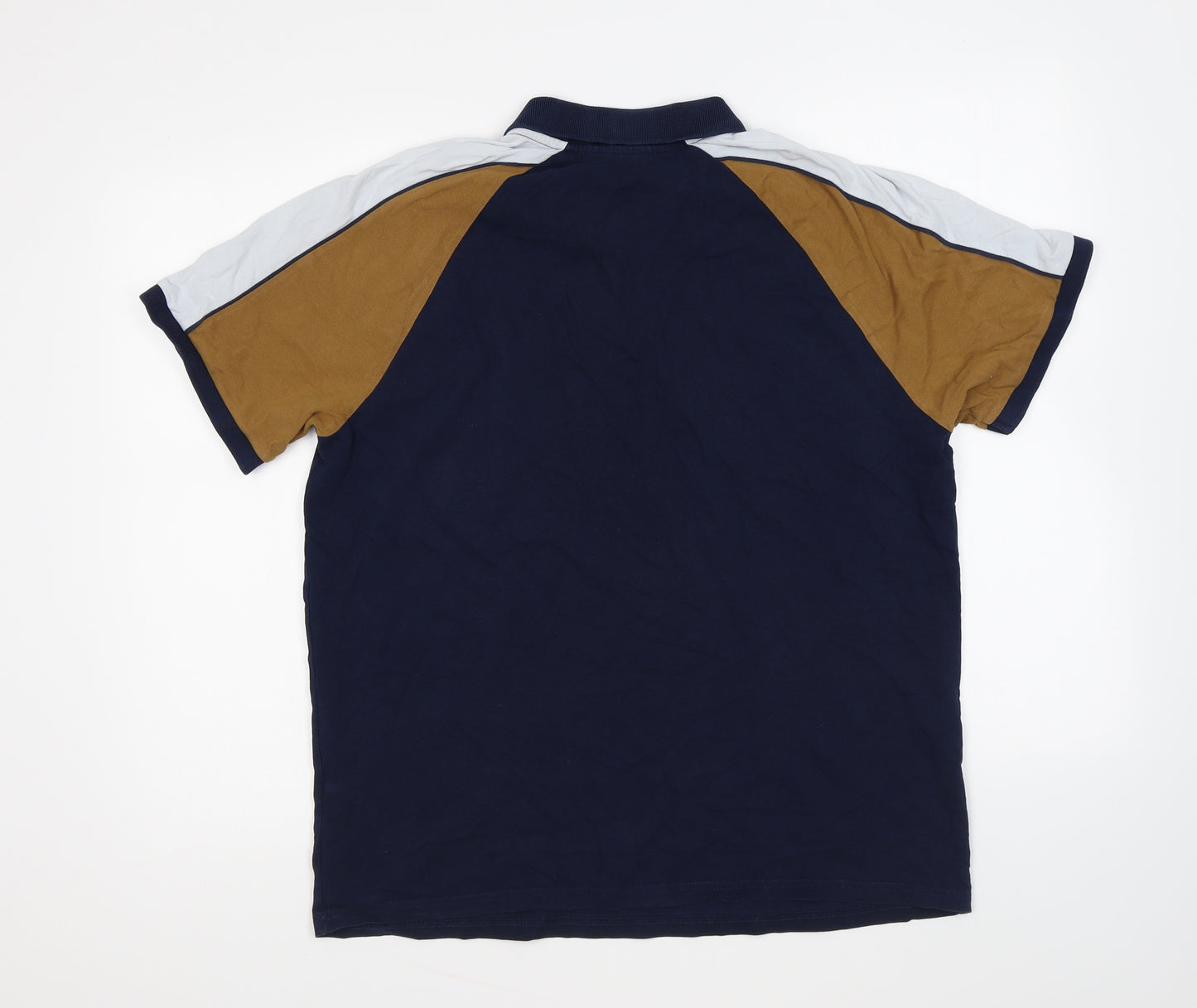NEXT Mens Blue Cotton Polo Size L Collared Button