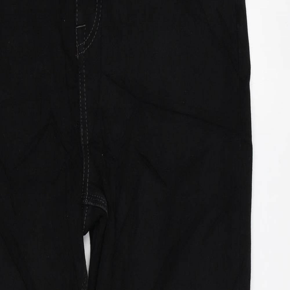 Marks and Spencer Womens Black Cotton Straight Jeans Size 14 L26 in Regular Zip