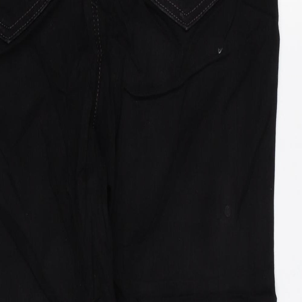 Marks and Spencer Womens Black Cotton Straight Jeans Size 14 L26 in Regular Zip