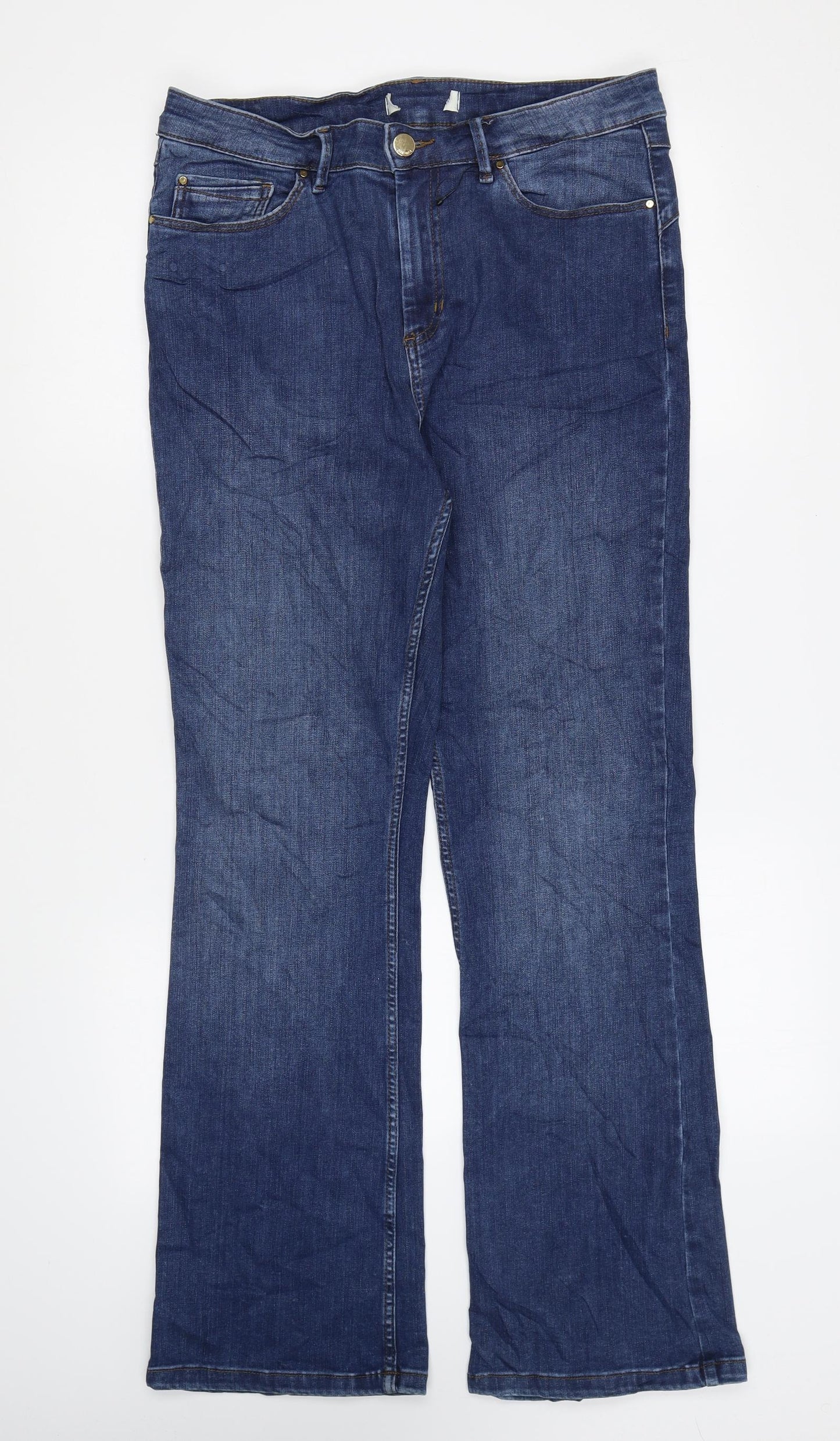 Per Una Womens Blue Cotton Straight Jeans Size 32 in L29 in Regular Zip