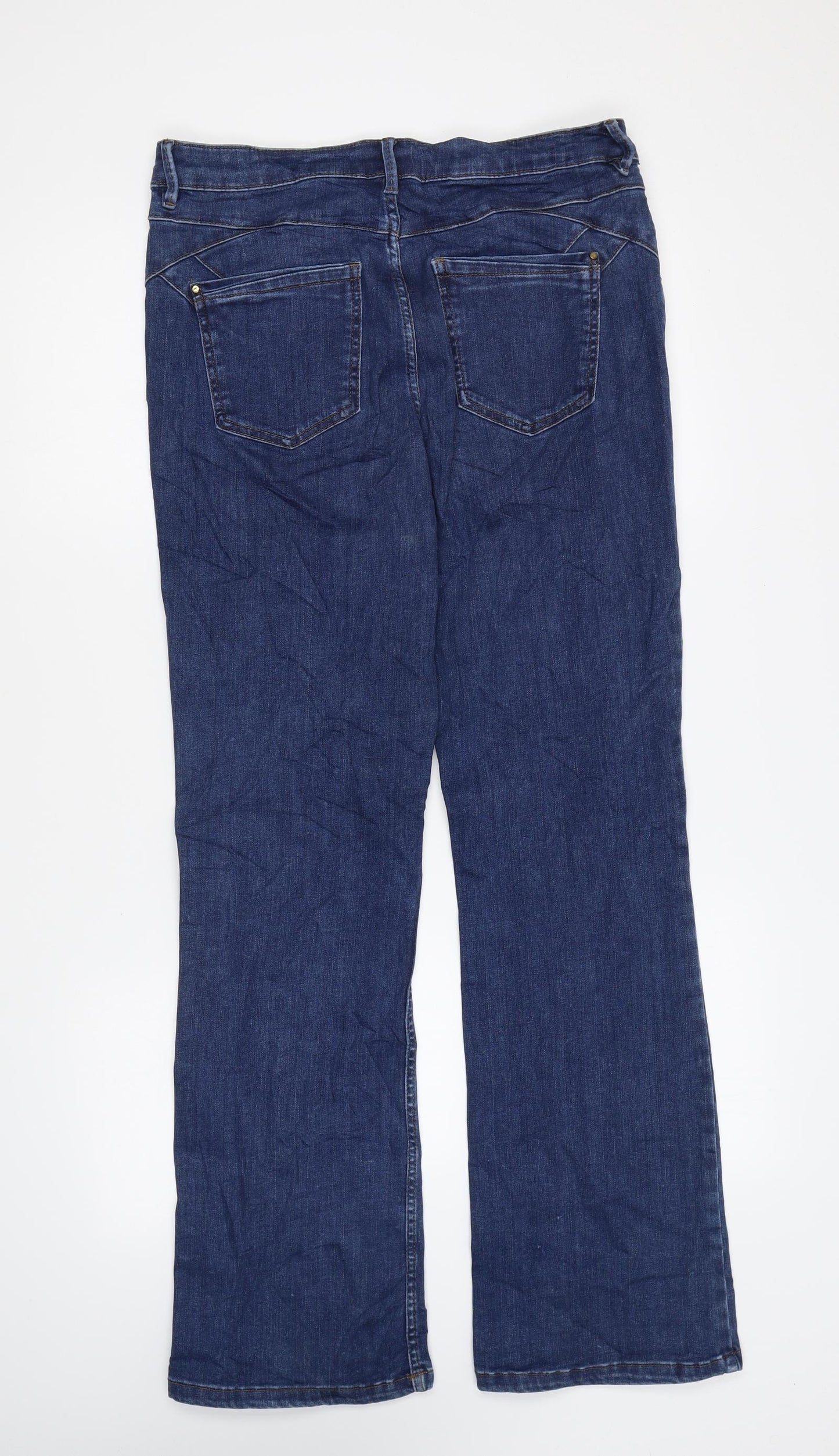 Per Una Womens Blue Cotton Straight Jeans Size 32 in L29 in Regular Zip