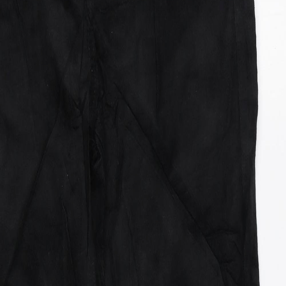 Marks and Spencer Womens Black Cotton Trousers Size 10 L32 in Regular Zip - Long