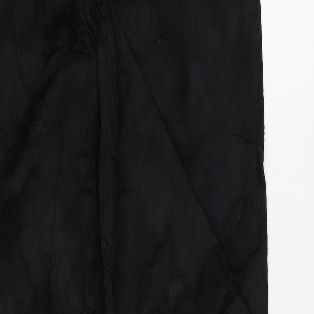 Marks and Spencer Womens Black Cotton Trousers Size 10 L32 in Regular Zip - Long