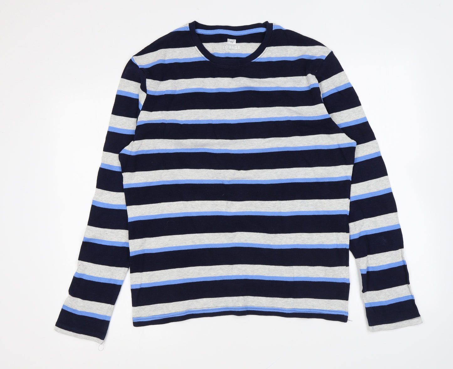 F&F Mens Multicoloured Striped Cotton T-Shirt Size M Round Neck