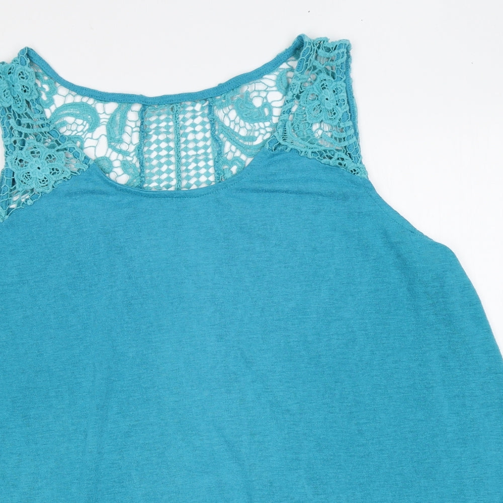 George Womens Blue Polyester Basic T-Shirt Size 24 Round Neck