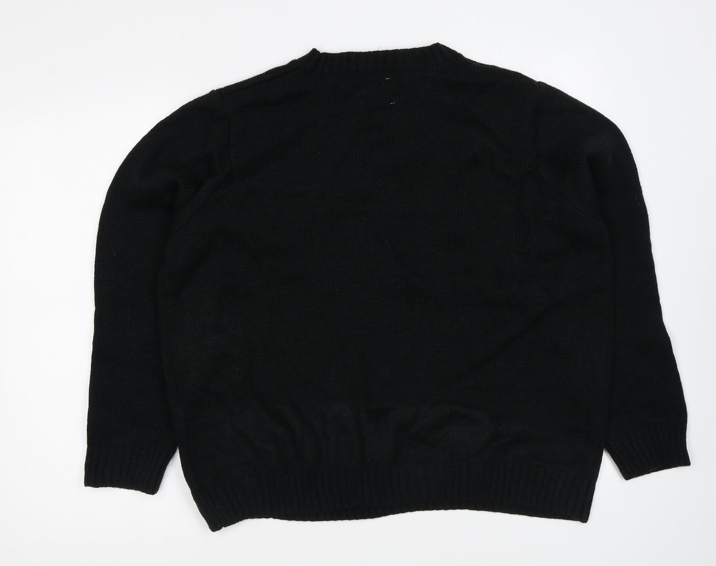 George Womens Black Round Neck Acrylic Pullover Jumper Size XL - Christmas