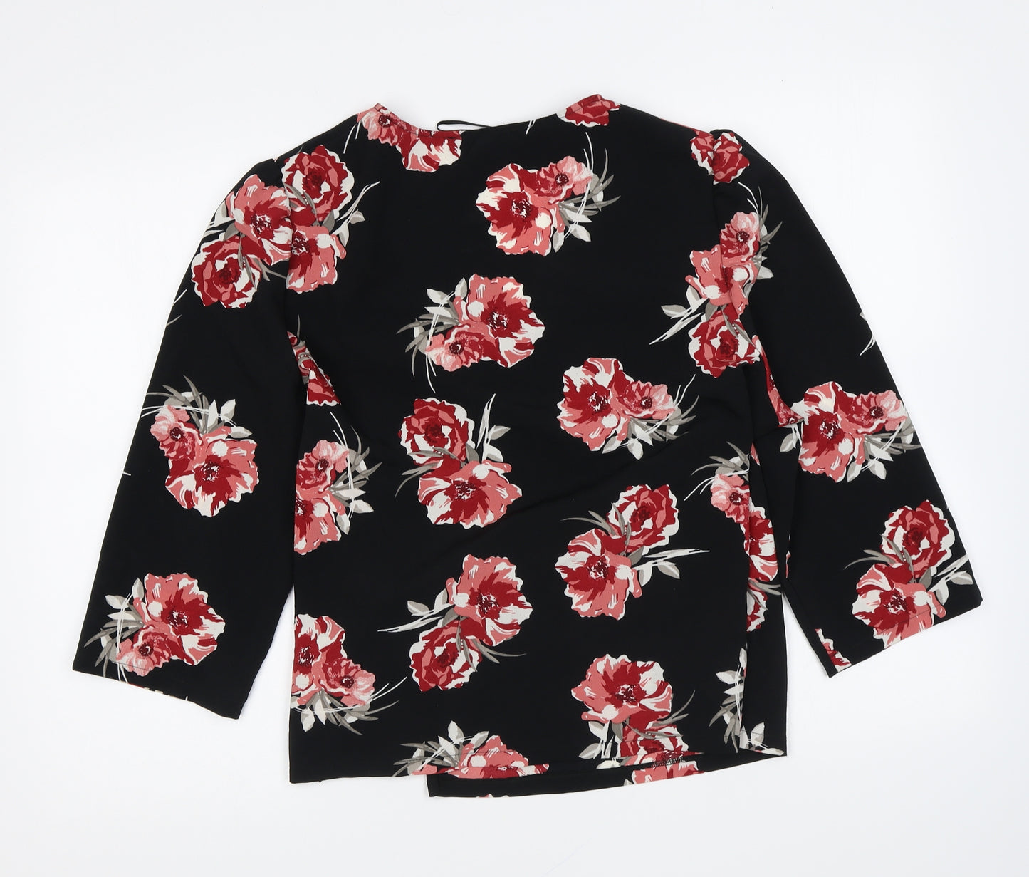 Primark Womens Black Floral Polyester Wrap Blouse Size 16 V-Neck
