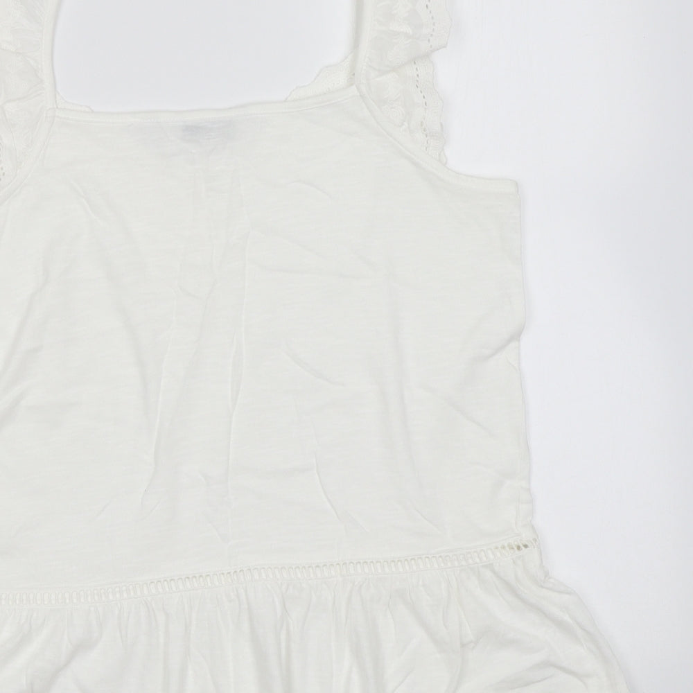 NEXT Womens White Cotton Basic Blouse Size 12 V-Neck