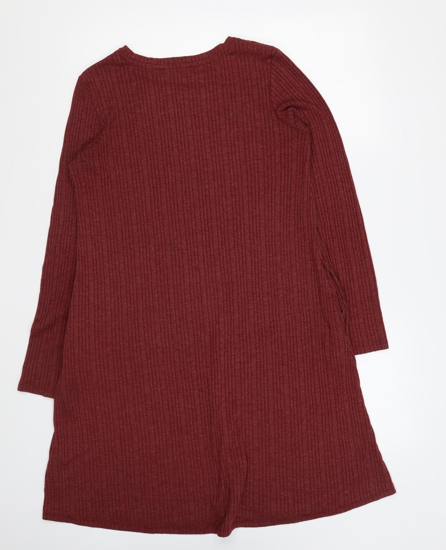 Marks and Spencer Womens Purple Polyester Jumper Dress Size 12 Round Neck Pullover