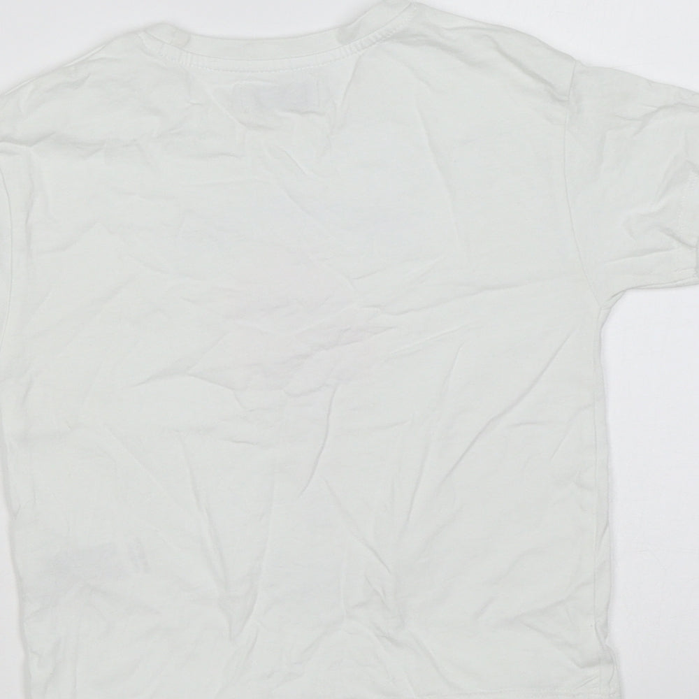 Primark Girls White Cotton Basic T-Shirt Size 5-6 Years Round Neck Pullover - Summer Days