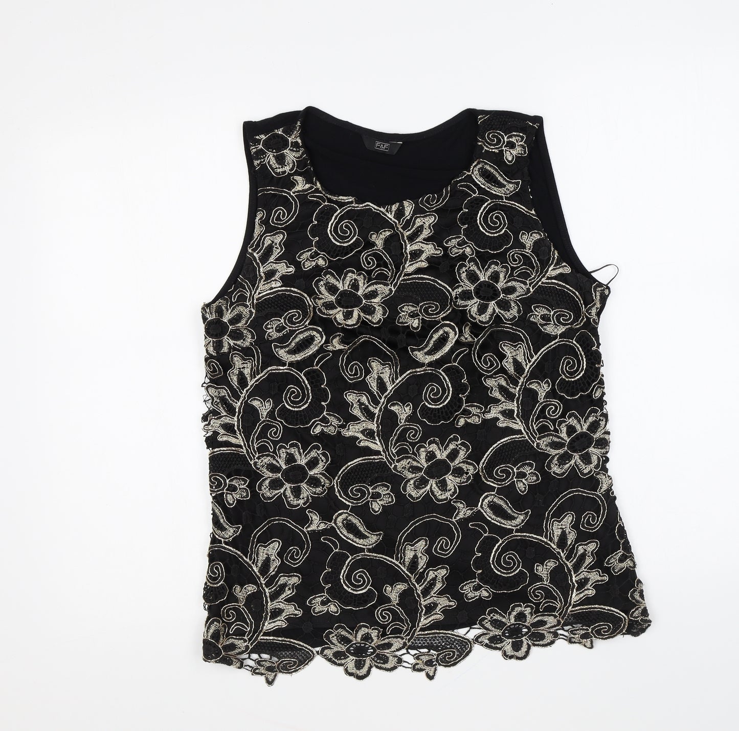 F&F Womens Multicoloured Floral Polyester Basic Tank Size 10 Round Neck