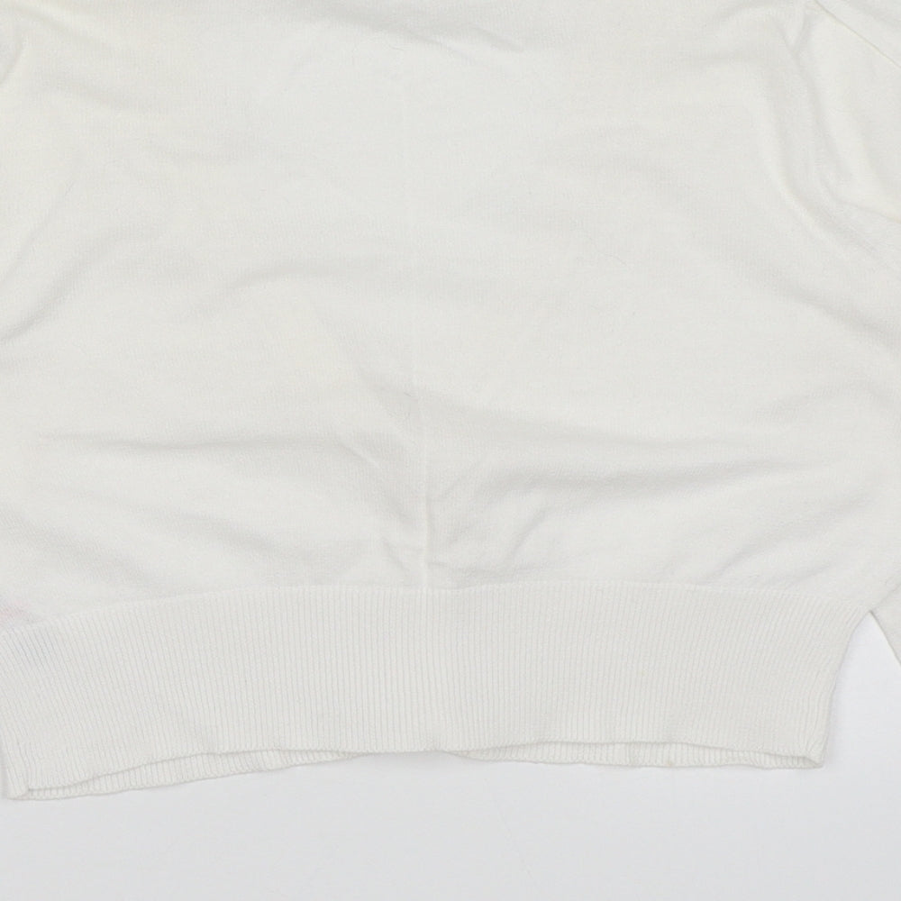 Marks and Spencer Womens White V-Neck Cotton Cardigan Jumper Size 8